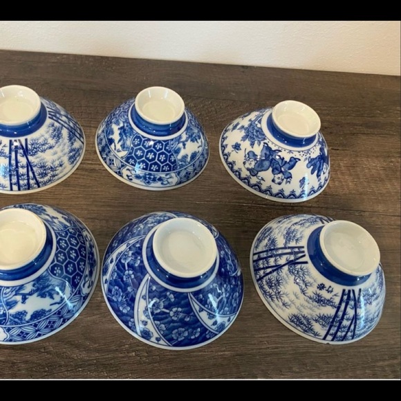 Blue & White Japanese Rice Cups - Picture 9 of 10
